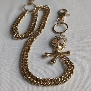 Gold Tone Heavy Jeans Chain With A Skull Appr 30 "